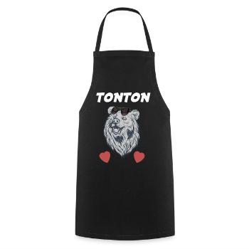 Tonton Ours Idée Cadeau Homme Oncle - Tablier de cuisine - noir - Devant - AI Model Male 185 dark (185cm)