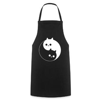 Yin et Yang mignons avec des chats - Tablier de cuisine - noir - Devant - AI Model Male 185 dark (185cm)