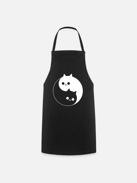 Yin et Yang mignons avec des chats - Tablier de cuisine - noir