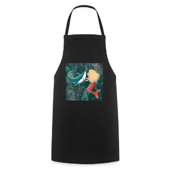 Mermaid kisses shark - Cooking Apron - black - Front - AI Model Male 185 dark (185cm)