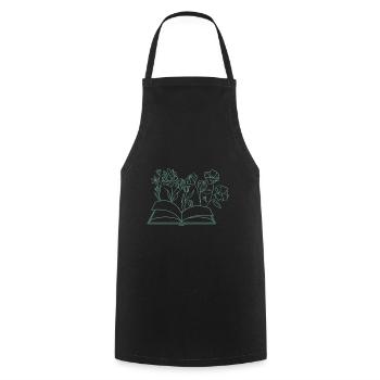 Book with flowers, reading, hobby, bookworm, flowers - Cooking Apron - black - Front - AI Model Male 185 dark (185cm)