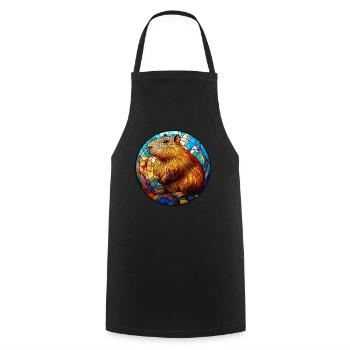 Capybara Mosaik aus Buntglas - Kochschürze - Schwarz - Vorne - AI Model Male 185 dark (185cm)