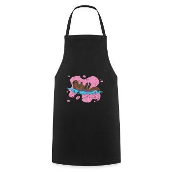 Otter Lover Gift Giant Otter Animal Otter - Cooking Apron - black - Front - AI Model Male 185 dark (185cm)