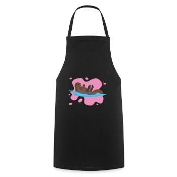 Cute Otter Animal Lover Gift Otter - Cooking Apron - black - Front - AI Model Male 185 dark (185cm)