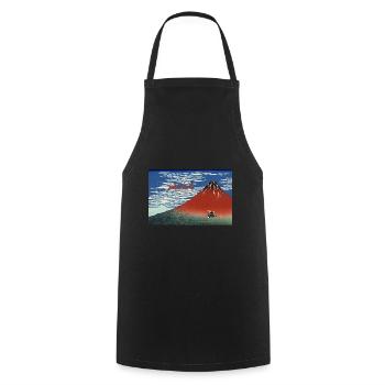 Fuji Mountains at Christmas time, Japanese - Cooking Apron - black - Front - AI Model Male 185 dark (185cm)