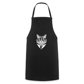 Chat avec lunettes de soleil, chemise et cravate - Tablier de cuisine - noir - Devant - AI Model Male 185 dark (185cm)