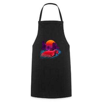 80s Synthwave Retro Car - Kochschürze - Schwarz - Vorne - AI Model Male 185 dark (185cm)