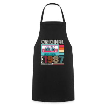 Original Juillet 1987 35e anniversaire Cadeau Hommes - Tablier de cuisine - noir - Devant - AI Model Male 185 dark (185cm)
