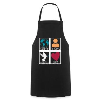 Birthplace Earth Man Freedom Love Peace - Cooking Apron - black - Front - AI Model Male 185 dark (185cm)