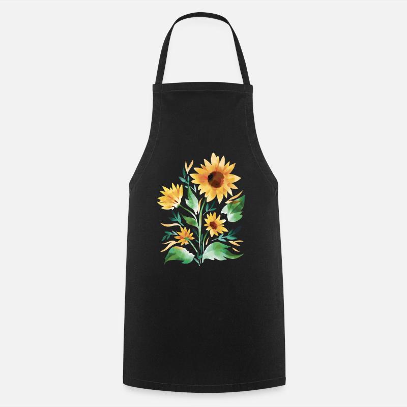 Tournesols peints à la main - Tablier de cuisine - noir