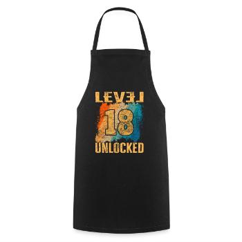 Geburtstag Geschenk Level Unlocked 18 Jahre - Kochschürze - Schwarz - Vorne - AI Model Male 185 dark (185cm)