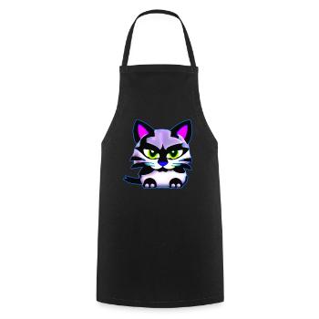 Chat de mauvaise humeur aux couleurs vives - Tablier de cuisine - noir - Devant - AI Model Male 185 dark (185cm)