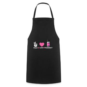 Peace Love Apotheker Apotheke Pharmazie PTA - Kochschürze - Schwarz - Vorne - AI Model Male 185 dark (185cm)