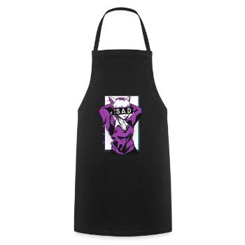 Senpai Sad Girl Anime Manga E Girl Notice Me - Cooking Apron - black - Front - AI Model Male 185 dark (185cm)