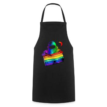 LGBTQ Flagge Astronaut - LGBTQ - Kochschürze - Schwarz - Vorne - AI Model Male 185 dark (185cm)