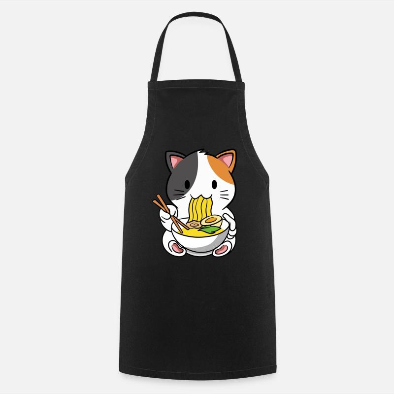 Katze Ramen Nudelsuppe - Kochschürze - Schwarz