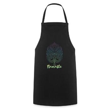 Namaste Monstera Yoga Meditation Monstera Leaf - Cooking Apron - black - Front - AI Model Male 185 dark (185cm)