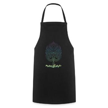Monstera Yoga Meditation Monstera Leaf - Cooking Apron - black - Front - AI Model Male 185 dark (185cm)