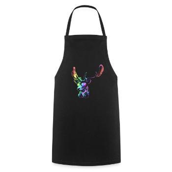 Deer DJ. Cool and Funny Music Animal With - Cooking Apron - black - Front - AI Model Male 185 dark (185cm)
