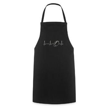 Bola de fútbol americana. Corazón. Amor. Ekg. - Tablier de cuisine - noir - Devant - AI Model Male 185 dark (185cm)