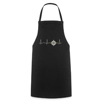 Símbolo de brújula. Corazón. Amor. Ekg. Legumbres - Tablier de cuisine - noir - Devant - AI Model Male 185 dark (185cm)