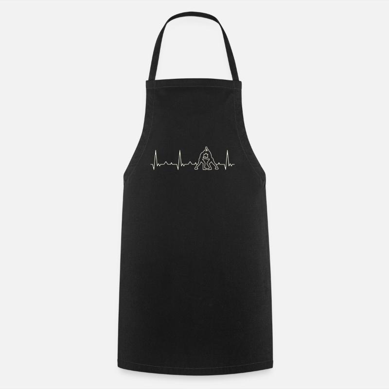 Lucha. Corazón. Amor. Ekg. Legumbres. Derrotar. - Tablier de cuisine - noir