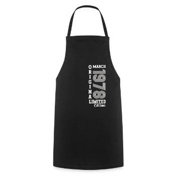 March Born 1978 45th birthday Mann Original - Cooking Apron - black - Front - AI Model Male 185 dark (185cm)
