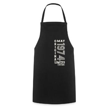 49th Birthday Man Original May Vintage 1974 - Cooking Apron - black - Front - AI Model Male 185 dark (185cm)