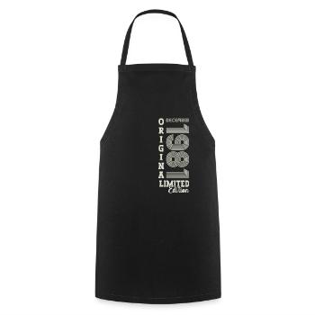 Original December 1981 41st birthday gift - Cooking Apron - black - Front - AI Model Male 185 dark (185cm)
