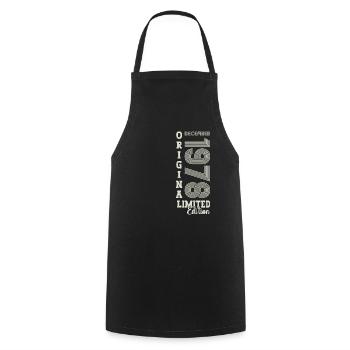 Original December 1978 44th birthday gift - Cooking Apron - black - Front - AI Model Male 185 dark (185cm)
