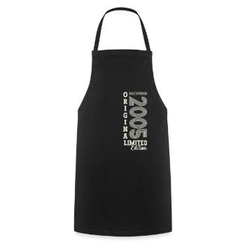 Original December 2005 17th Birthday Gift - Cooking Apron - black - Front - AI Model Male 185 dark (185cm)