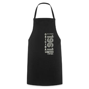 Original December 1961 61st birthday gift - Cooking Apron - black - Front - AI Model Male 185 dark (185cm)