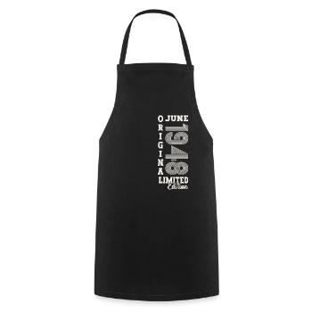 75th Birthday Man Juin Année 1948 Original - Tablier de cuisine - noir - Devant - AI Model Male 185 dark (185cm)