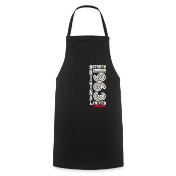 60th Birthday Original October Year 1963 - Cooking Apron - black - Front - AI Model Male 185 dark (185cm)