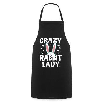 Crazy Rabbit Lady - Rabbit Rabbit Owner Fan - Cooking Apron - black - Front - AI Model Male 185 dark (185cm)