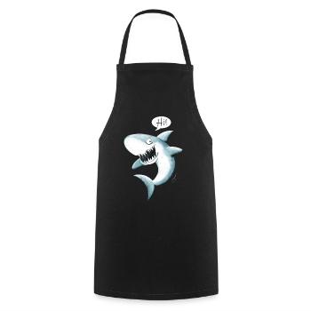 Cool Hi Hai I shark cartoon - Cooking Apron - black - Front - AI Model Male 185 dark (185cm)