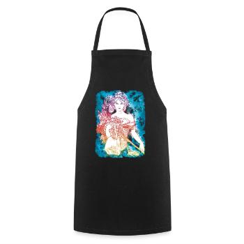 Alfons Mucha - Kochschürze - Schwarz - Vorne - AI Model Male 185 dark (185cm)
