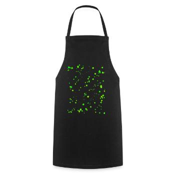 Neongrüne Farbspritzer  - Kochschürze - Schwarz - Vorne - AI Model Male 185 dark (185cm)