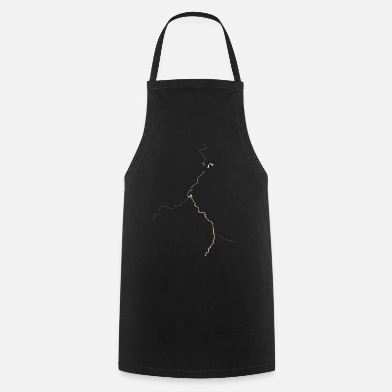 Golden veins on black - Cooking Apron - black