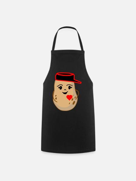 Hearty Potato Potato Vegetable Fantasy - Cooking Apron - black