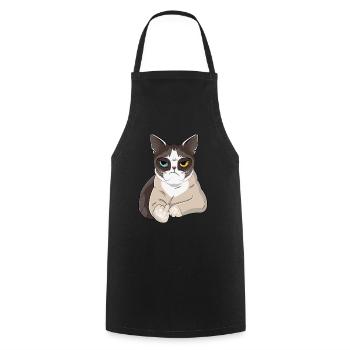 Nein, Nö, Nope - Faule Katze mit Mittelfinger - Kochschürze - Schwarz - Vorne - AI Model Male 185 dark (185cm)