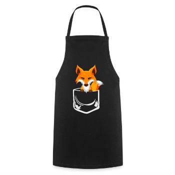Sweet fox in the chest pocket Shirt pocket Pocket - Cooking Apron - black - Front - AI Model Male 185 dark (185cm)