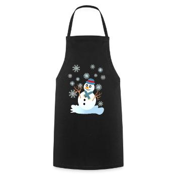 snowman and snowflakes cool christmas - Cooking Apron - black - Front - AI Model Male 185 dark (185cm)