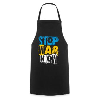 Stop War Now - Cooking Apron - black - Front - AI Model Male 185 dark (185cm)