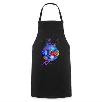 Music DJ, music, disco, leds. - Cooking Apron - black - Front - AI Model Male 185 dark (185cm)