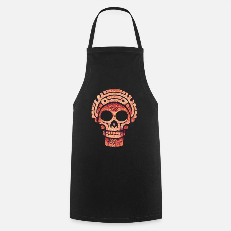 Mayan Skull - Cooking Apron - black