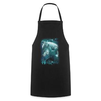 WOLVES PLANET SPACE SPIRITUALITY - Cooking Apron - black - Front - AI Model Male 185 dark (185cm)