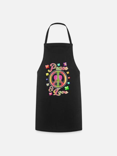 Peace and Love - Cooking Apron - black