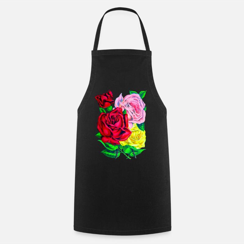 Roses - Cooking Apron - black