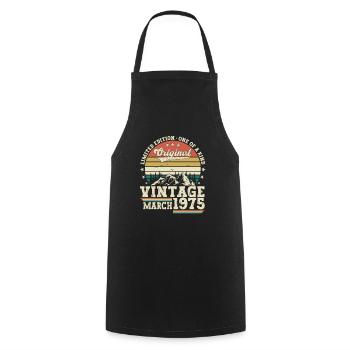 March born 1975 48th birthday gift man - Cooking Apron - black - Front - AI Model Male 185 dark (185cm)